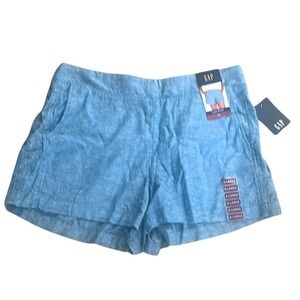 Gap Women Light Blue Chambray Pull On‎ Shorts XL Elastic Waist Pockets Casual